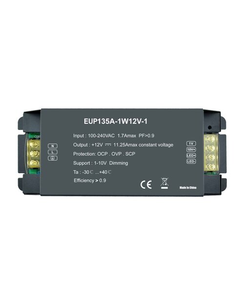 Euchips 1-10V LED Driver 12V - 11.25A - 135W