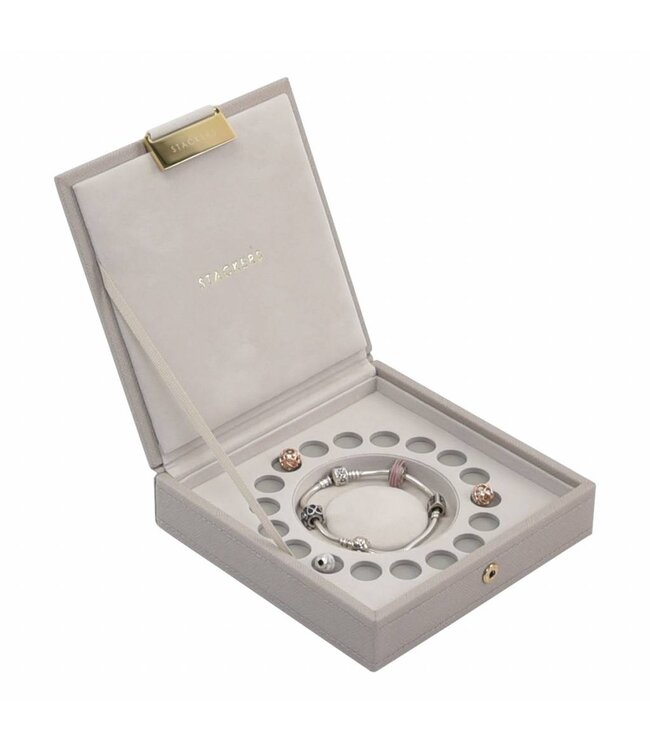 Charm Top Box Taupe & Grey Velvet
