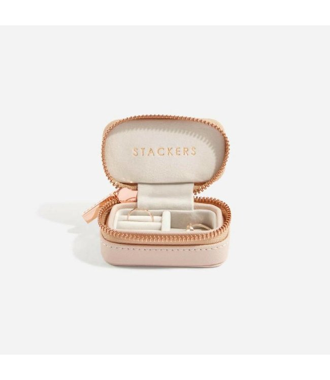 Small Travel Box in Blush & Grey Velvet