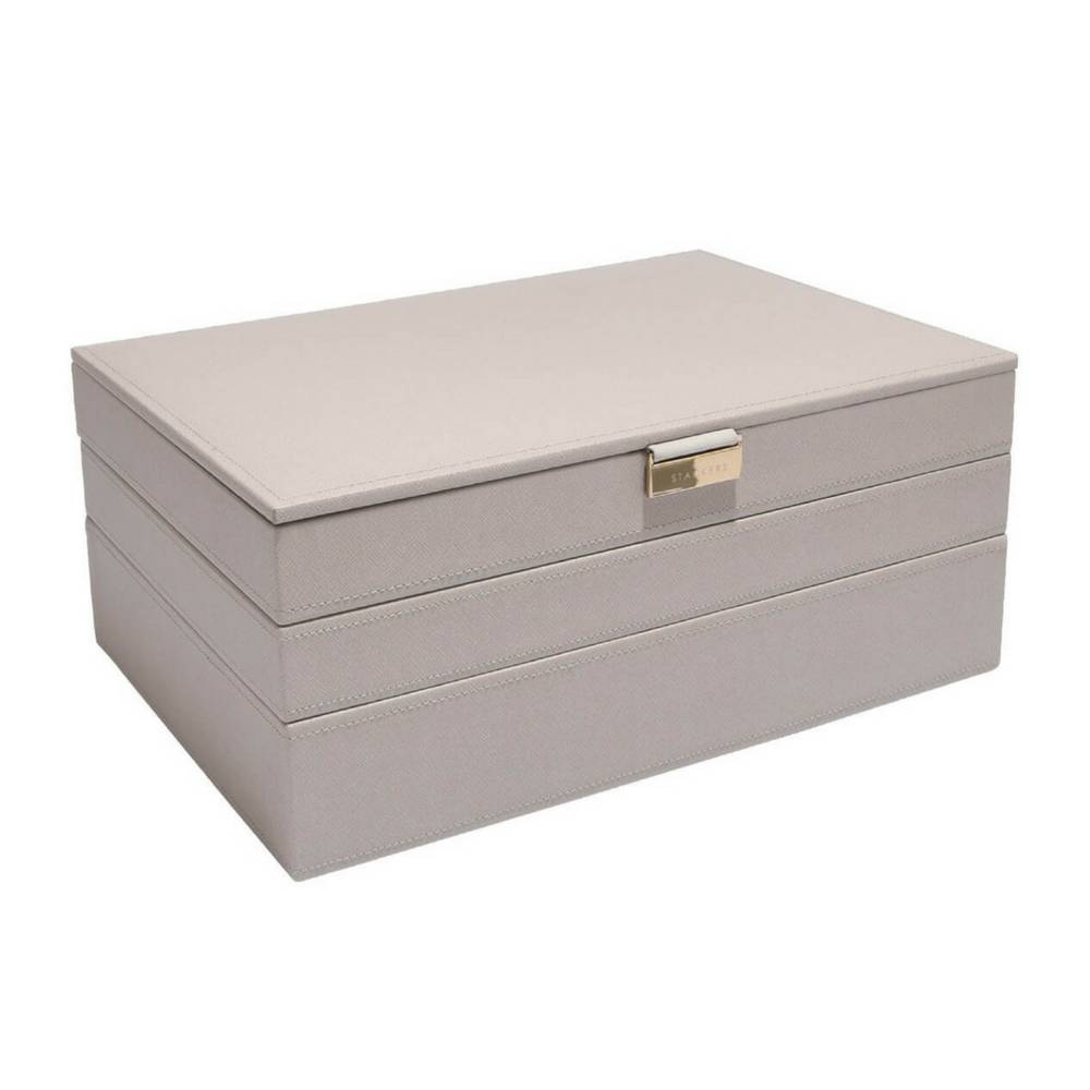 Supersize 3-Set Jewelry Box in Taupe & Grey - STACKERS BOX