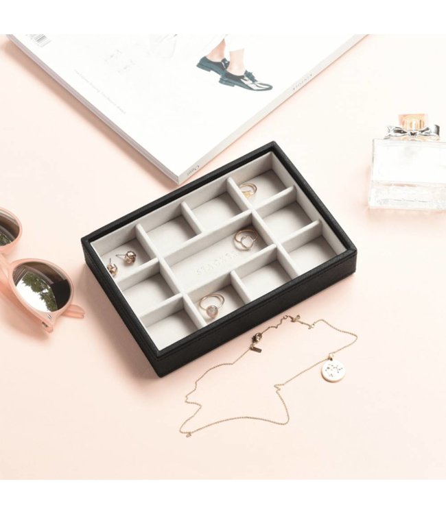 Mini 11-Section Box Black & Grey Velvet
