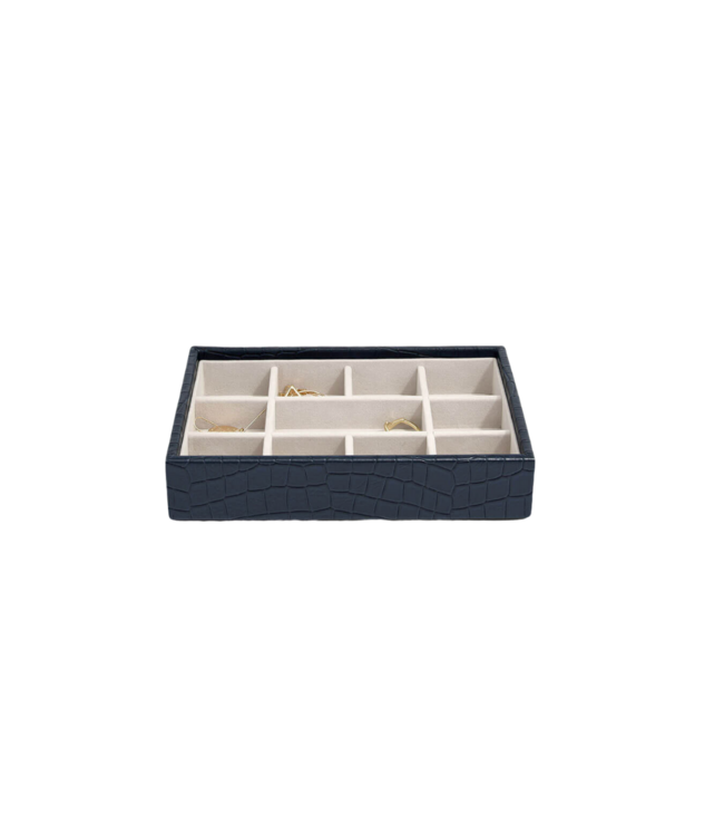 Mini 11-Section Box Croc Navy & Grey Velvet