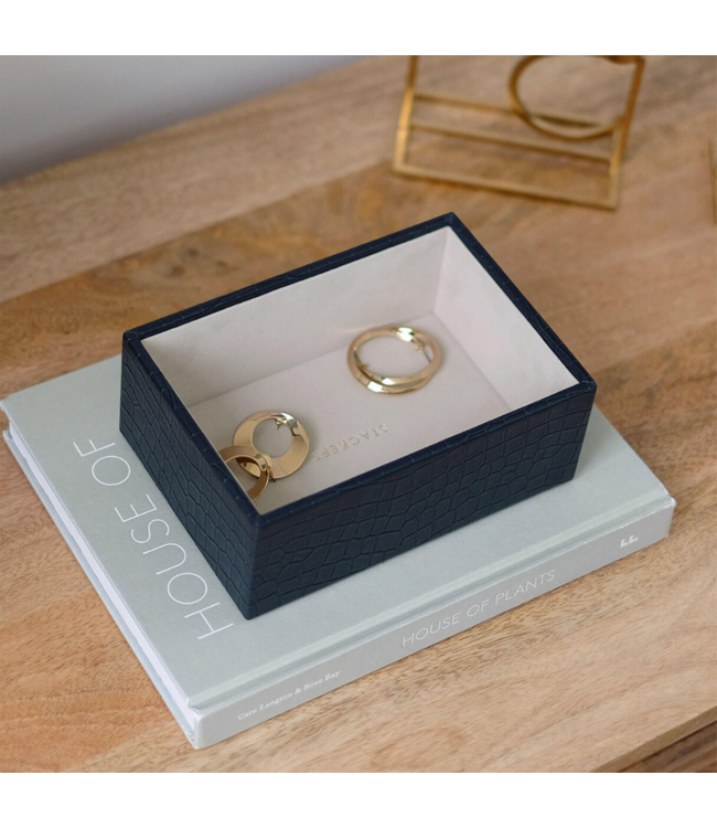 Mini Open Box Croc Navy & Grey Velvet