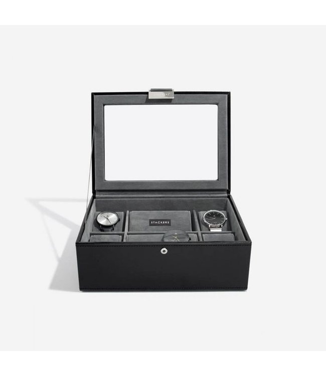 Box 8 Watches Black & Grey Velvet