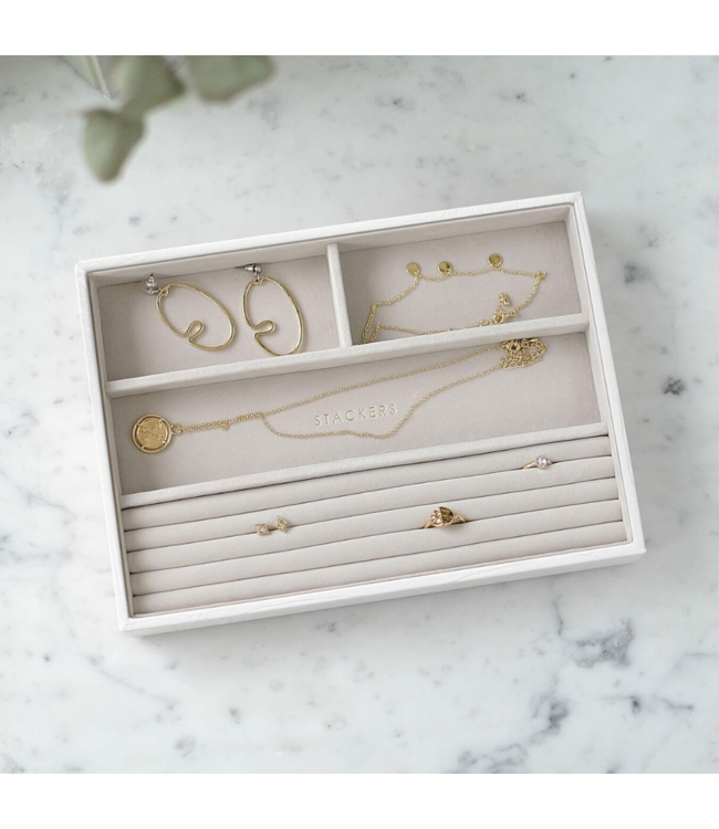 Classic 4-Section Box Chalk Croc & Grey Velvet