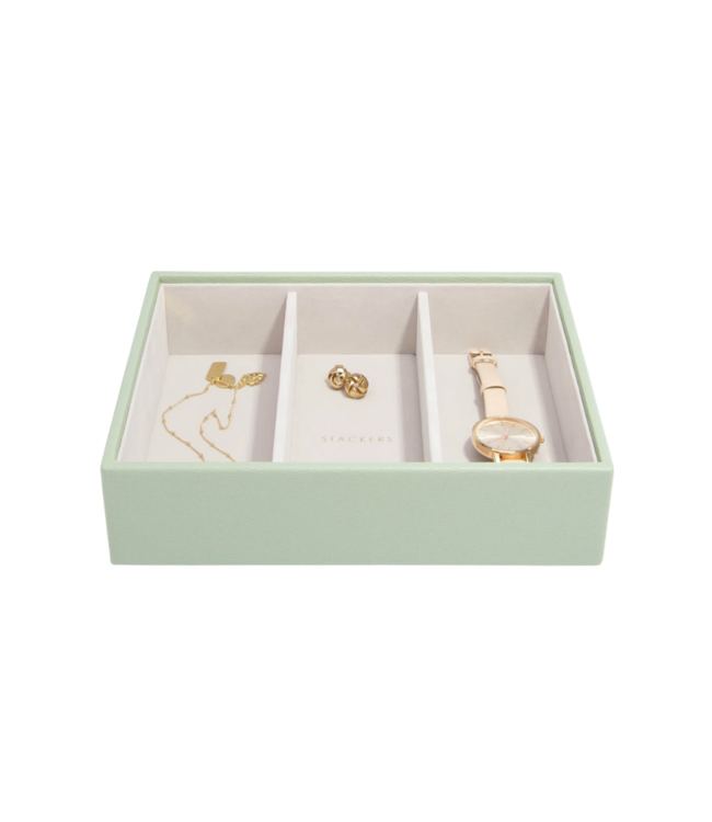 Classic 3-Section Box Sage Green & Grey Velvet