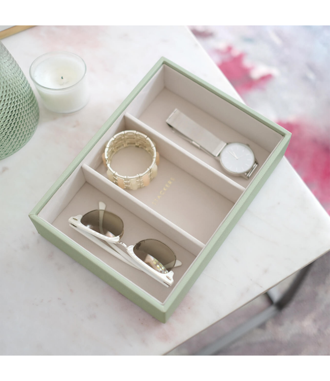 Classic 3-Section Box Sage Green & Grey Velvet