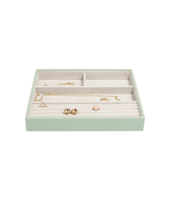 Classic 4-Section Box Sage Green & Grey Velvet