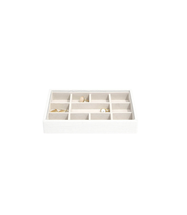 Mini 11-Section Box Chalk Croc & Grey Velvet