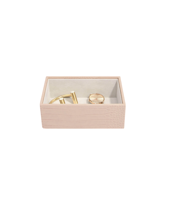 Mini Open Box Pink Croc & Grey Velvet