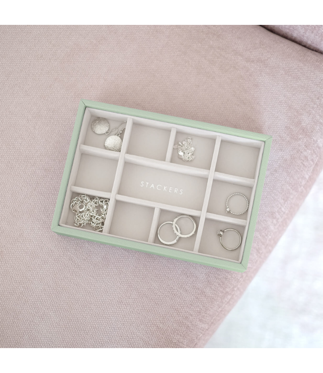 Mini 11-Section Box Sage Green & Grey Velvet