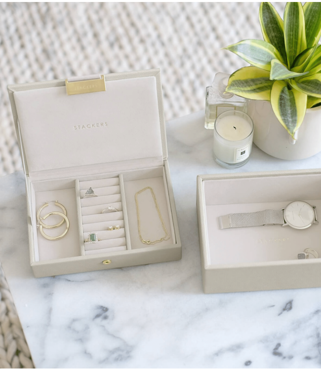 Mini 2-Set Sieradendoos - Oatmeal & Grey Velvet