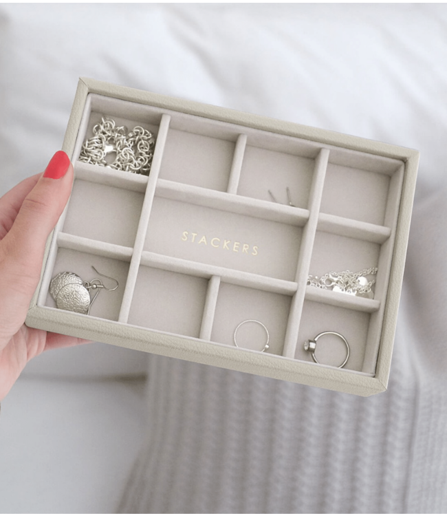 Mini 11-Section Box - Oatmeal & Grey Velvet