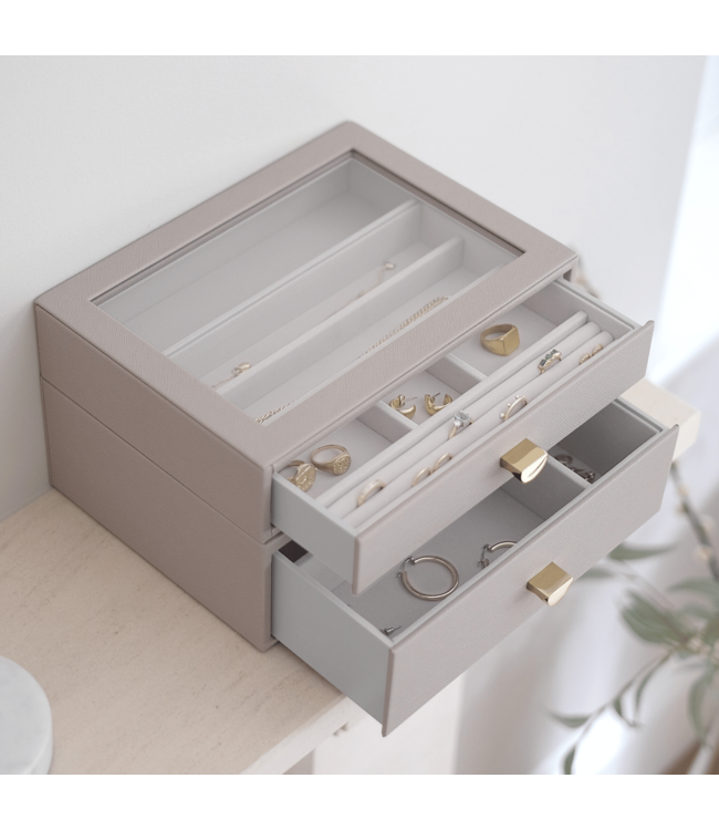 Classic Drawer 2-Set / Taupe & Grey Velvet