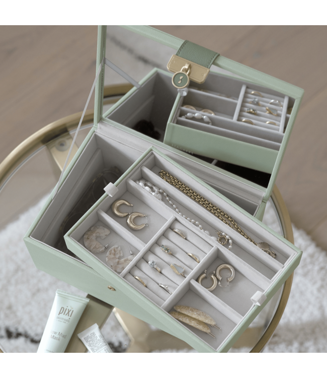 Petite Boîte à Bijoux De Voyage Stackers - Gris Galet, Velours Intérieur, Compacte 8x4.5x3.7 Cm, Idéale Sac à Main