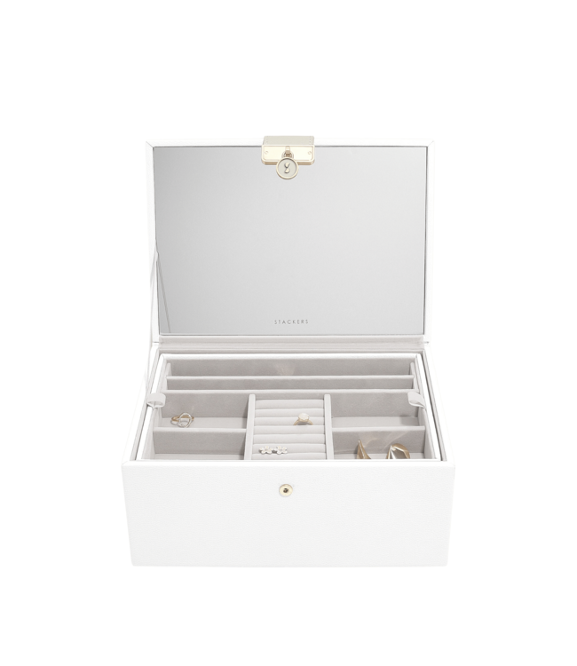 Classic "Luxury" Jwellery Box / Pebble White