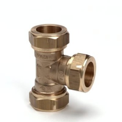 Bonfix messing T stuk 90º, 3x knel