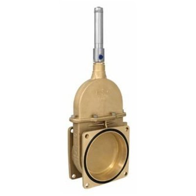 RIV messing schuifafsluiter type 14, 2x flens, inc. dubbelwerkende hydraulische cilinder