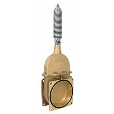 RIV messing schuifafsluiter type 19, 2x flens inc enkelwerkende stootveercilinder