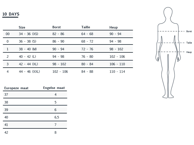 10DAYS maat informatie kleding