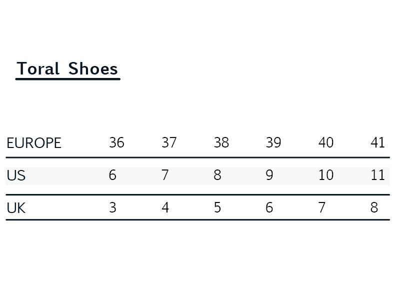 Maattabel Toral Shoes