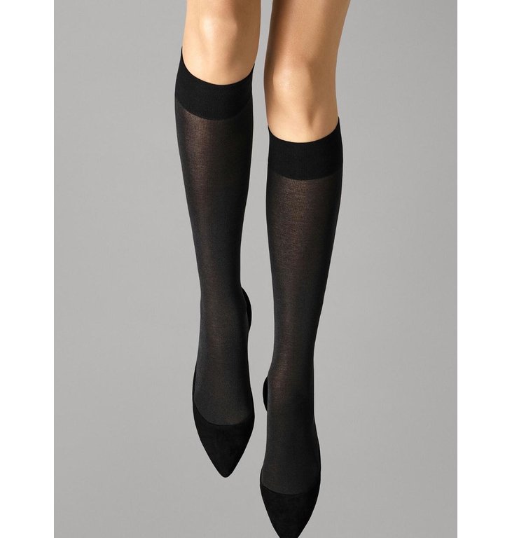Wolford Wolford Black Cotton Knee Highs 31093 CAT