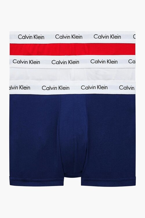 Calvin Klein Red/White/Blue Cott. Str. Low Rise Trunk 3pk