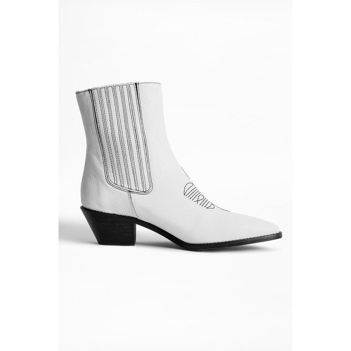 Zadig & Voltaire White Ankle Boots Tyler