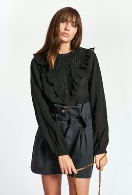 Essentiel Antwerp Black Sequin Embo Top