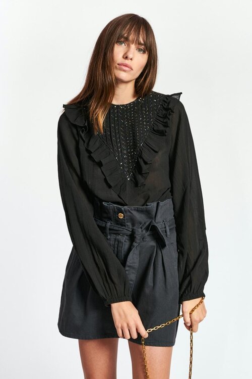 Essentiel Antwerp Black Sequin Embo Top