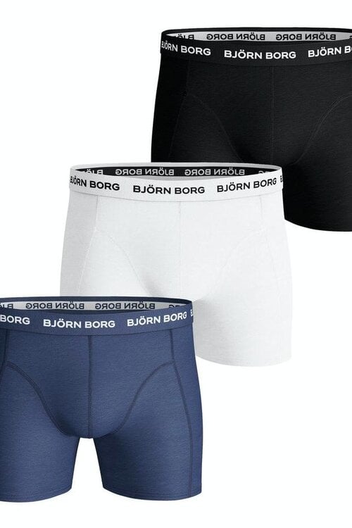 Bjorn Borg White/Black Blue Shorts 3-pack smalle band