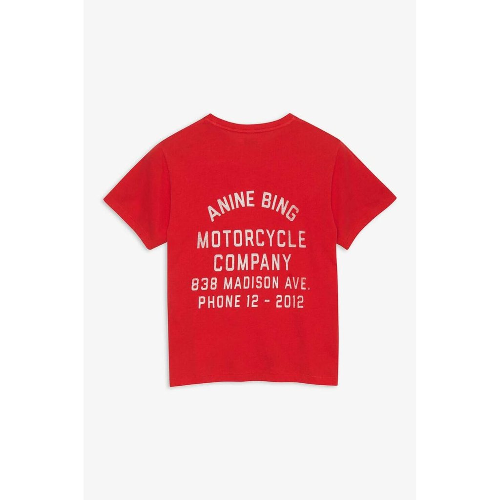 Anine Bing Red Levy Tee Motorcycle club #A-08-2167-620