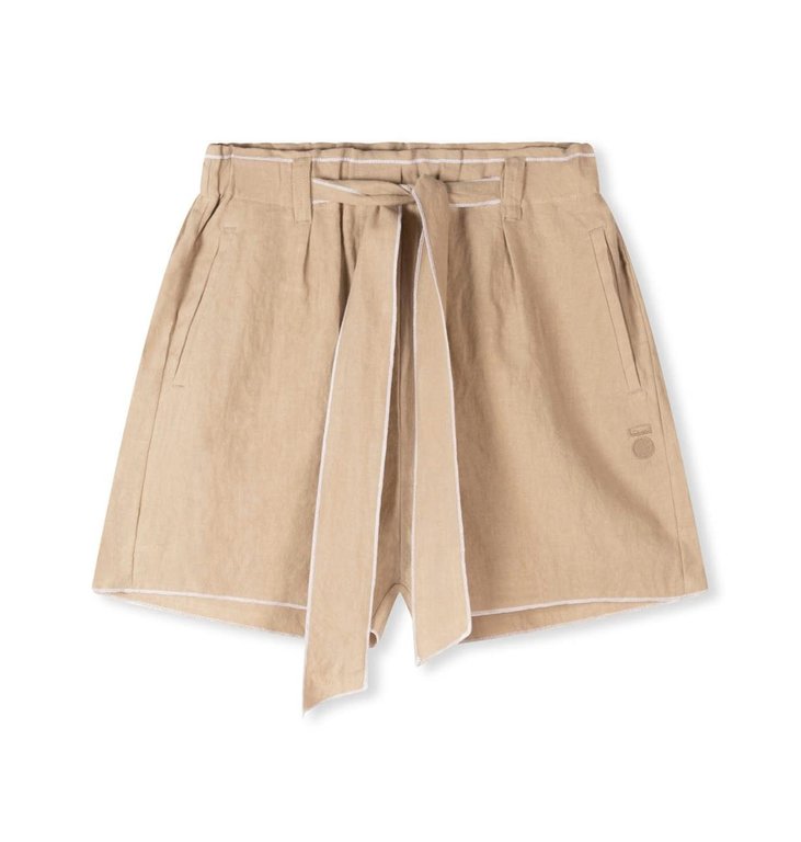 10Days 10Days Taupe linen belt shorts 20-201-2202