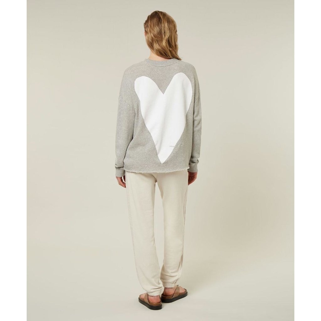 10Days Light Grey Melee sweater heart 20-810-2202