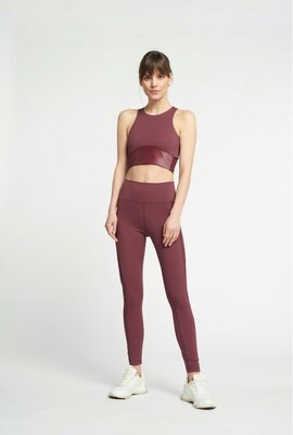 Lune Active Bordeaux High Waisted Metallic Legging