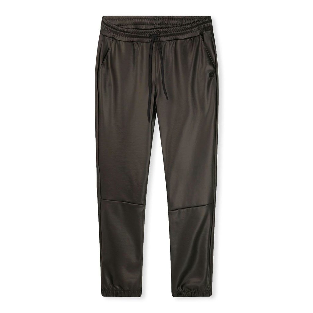 10Days Black leather cropped jogger long 20-042-2204