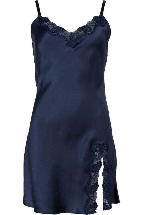 Lady Avenue Indigo Pure Silk Slipdress