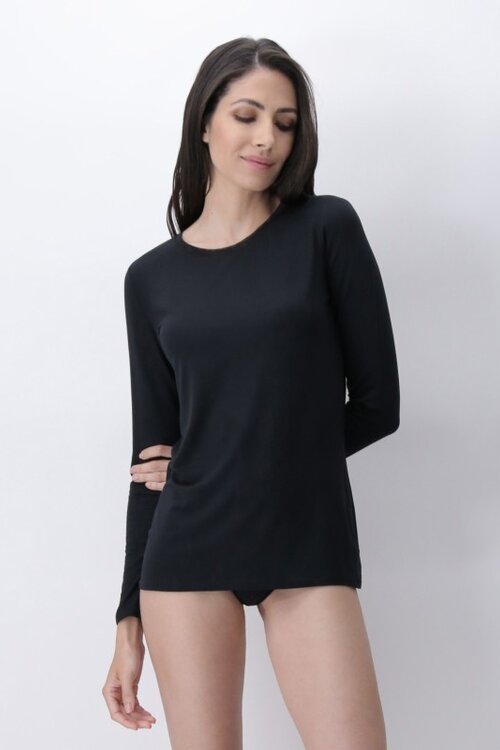 Oroblu Black Perfect Line Modal T-shirt r/h