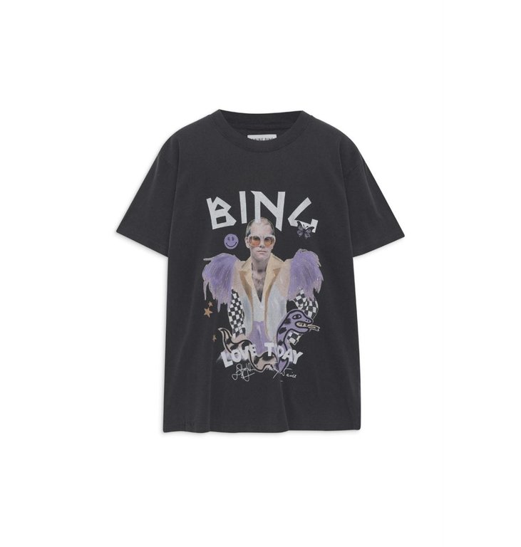 Anine Bing Anine Bing Washed Black Lili Tee AB X To X Elton John #A-08-2140-006D