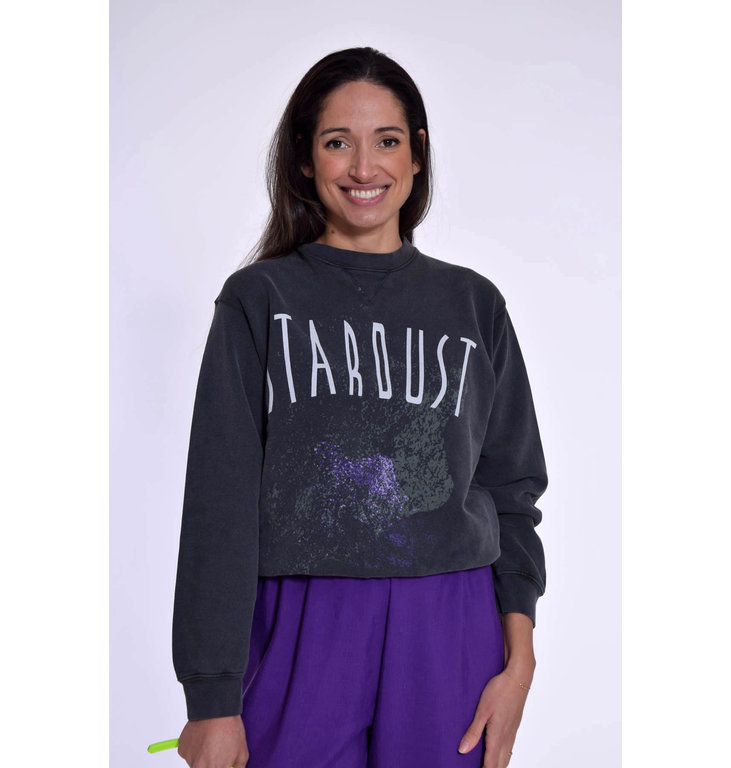 Anine Bing Anine Bing Washed Black Ramona Sweatshirt Stardust #A-08-5055-000a