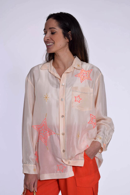 Forte_Forte Pearl Embroidery Silk Pyjamas Shirt