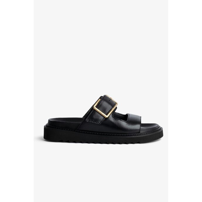 Zadig & Voltaire Noir Slipper Alpha Cecilia Leather With Veg