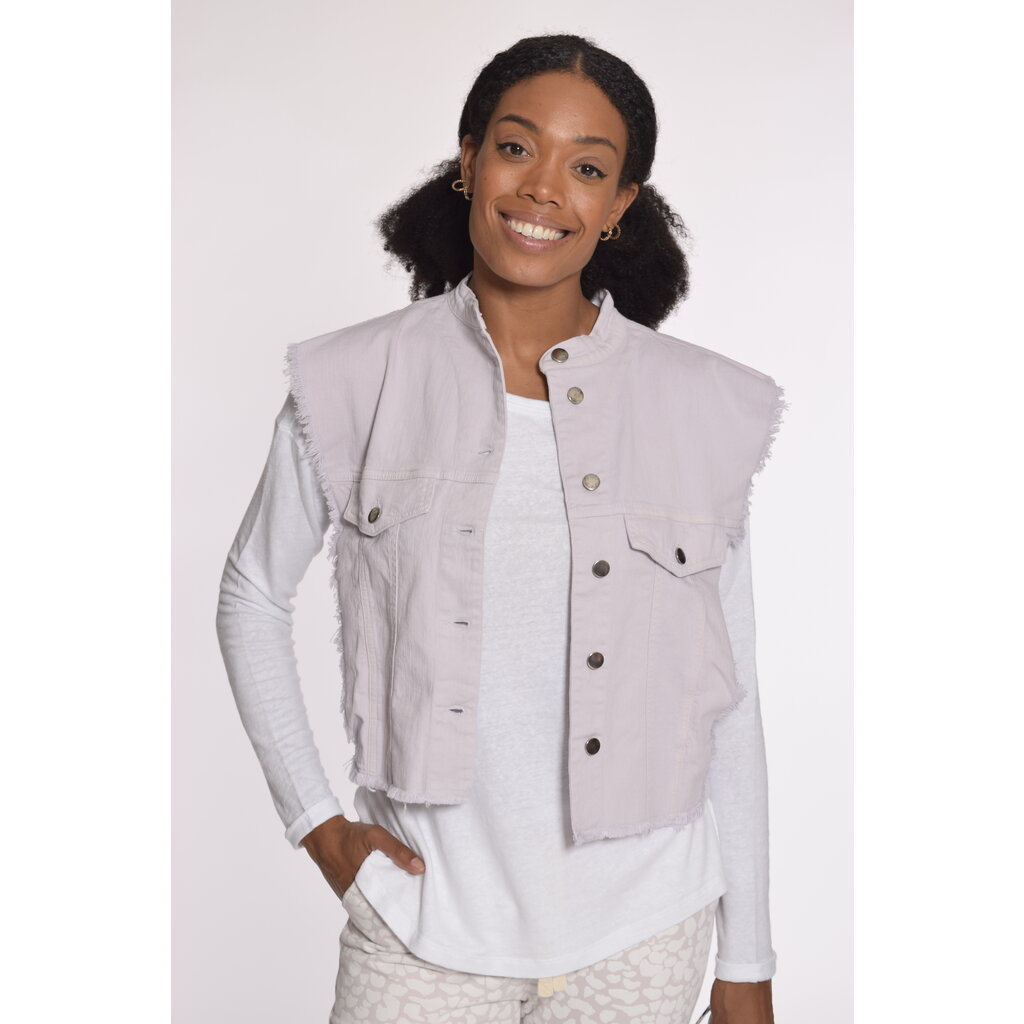 10Days Pale lilac cropped twill gilet