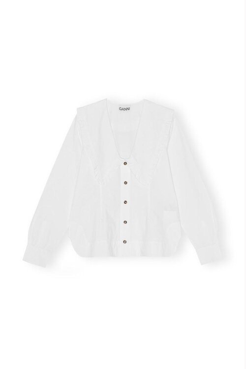 Ganni Bright White Blouse vhals