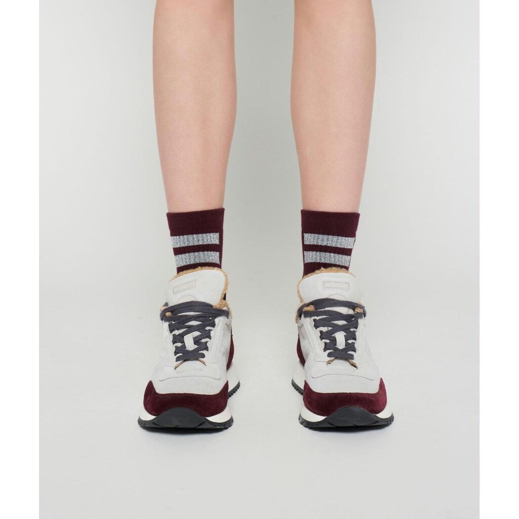 10Days Aubergine short socks stripes