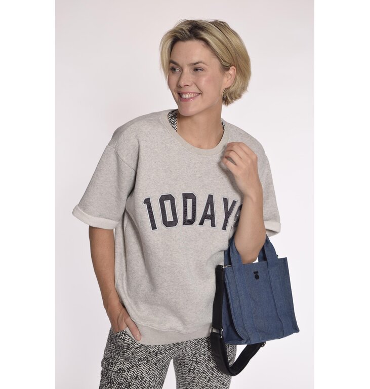 10Days Light Grey Melee shortsleeve sweater
