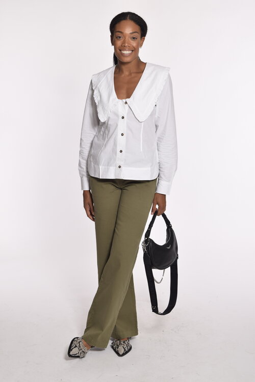 Ganni Bright White Blouse vhals