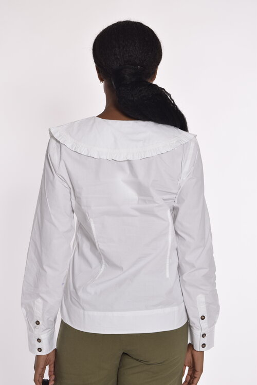 Ganni Bright White Blouse vhals