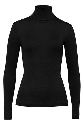 Hanro Black Woolen Silk shirt met Kol