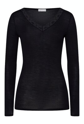 Hanro Black Woolen Lace Shirt L/M